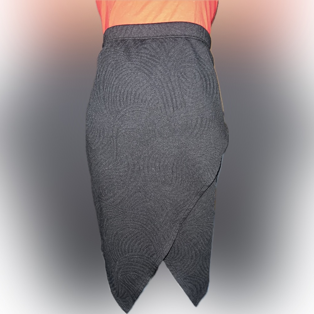 Black Wrap Asymmetrical Pencil Skirt